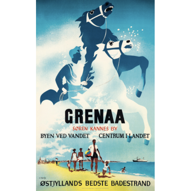 Retro Plakat - Grenaa, Byen Ved Vandet, Centrum i Landet - 50x70 cm