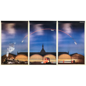 3 Originale Plakater - DSB, Kbenhavns Hovedbanegrds 75 rs Jubilum 1986, Bo Benfils