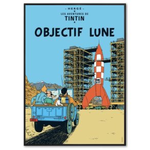 Indrammet Tintin Plakat - Mission Til Mnen