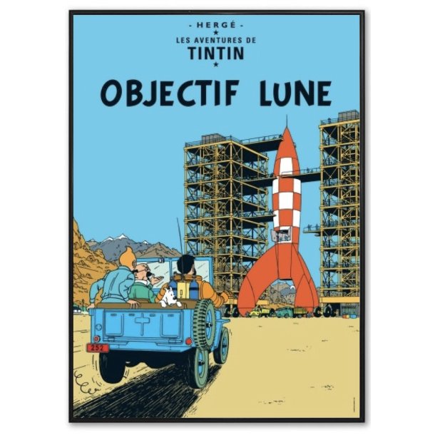 Indrammet Tintin Plakat - Mission Til Mnen