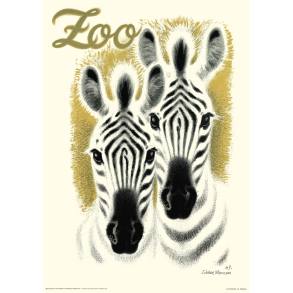 Retro Vintage Plakat - Zoologisk Have - Zebraer - Sikker Hansen