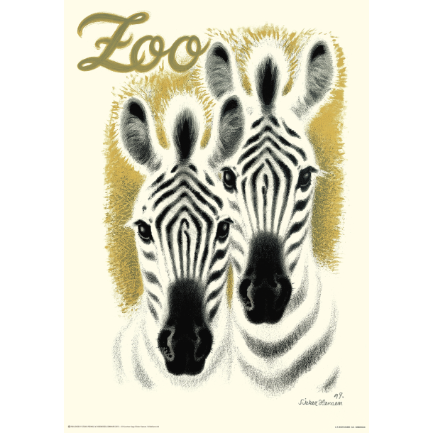 Retro Vintage Plakat - Zoologisk Have - Zebraer - Sikker Hansen