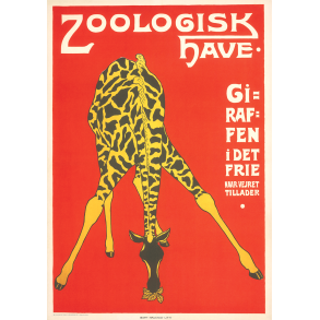 Retro Vintage Plakat - Zoologisk Have - Giraffen I Det Frie