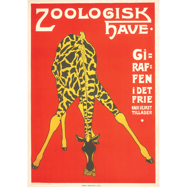 Retro Vintage Plakat - Zoologisk Have - Giraffen I Det Frie