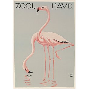 Retro Vintage Plakat - Zoologisk Have - Flamingoer