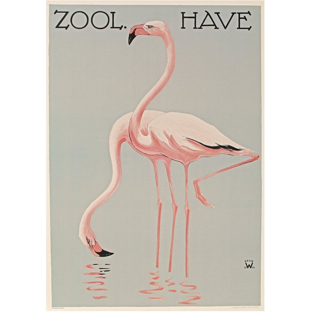 Retro Vintage Plakat - Zoologisk Have - Flamingoer