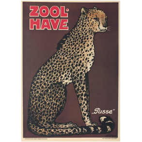 Retro Vintage Plakat - Zoologisk have - Geparden Pusse 