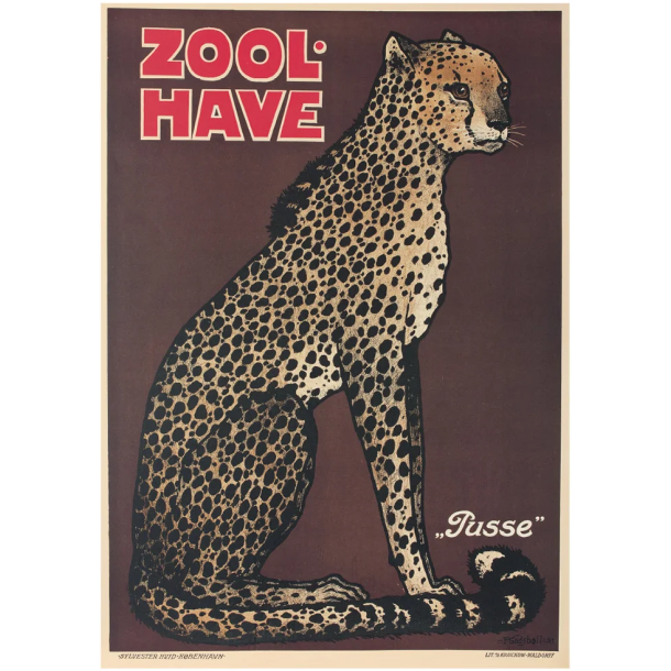 Retro Vintage Plakat - Zoologisk have - Geparden Pusse 