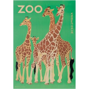 Retro Vintage Plakat - Zoologisk Have - Fire Giraffer