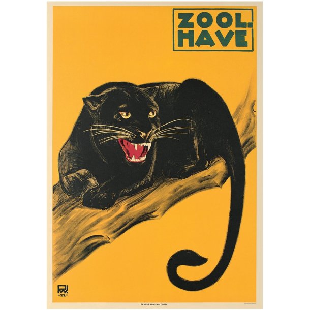Retro Vintage Plakat - Zoologisk Have - Panter - Palle Wennerwald