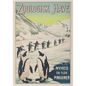 Retro Vintage Plakat - Zoologisk have - Pingviner