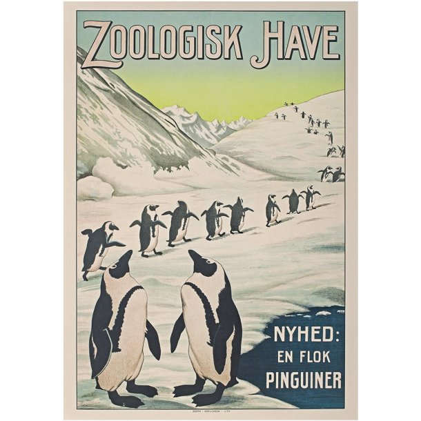 Retro Vintage Plakat - Zoologisk have - Pingviner