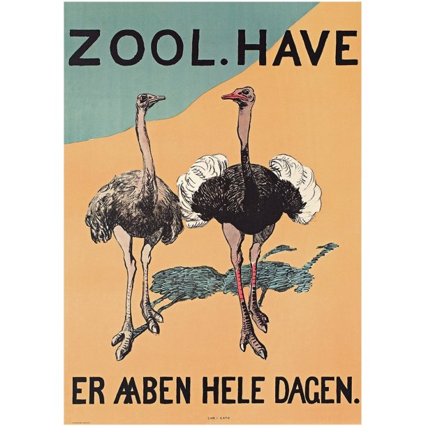 Retro Vintage Plakat - Zoologisk Have - Strudse
