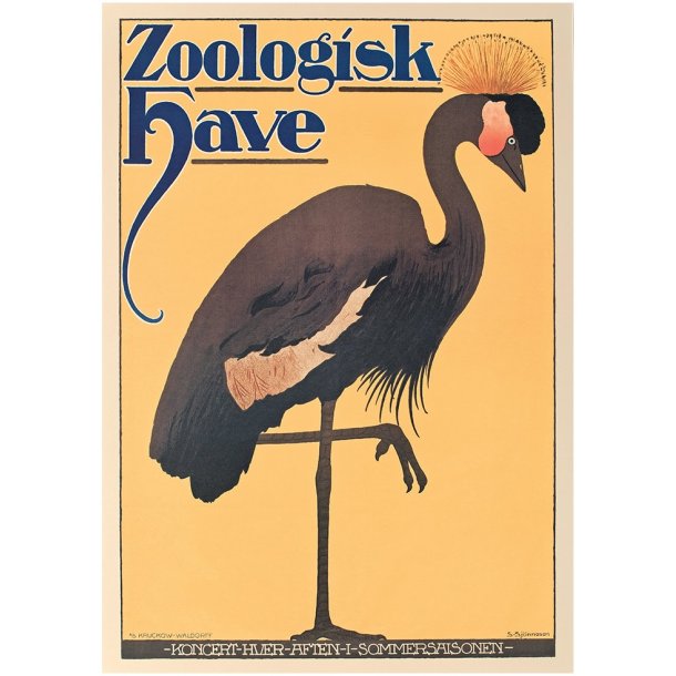 Retro Vintage Plakat - Zoologisk Have - Trane