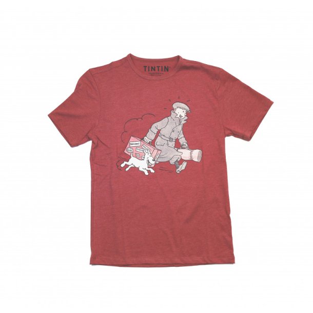 Tintin T-Shirt - Tintin og Terry Ankommer - Rd