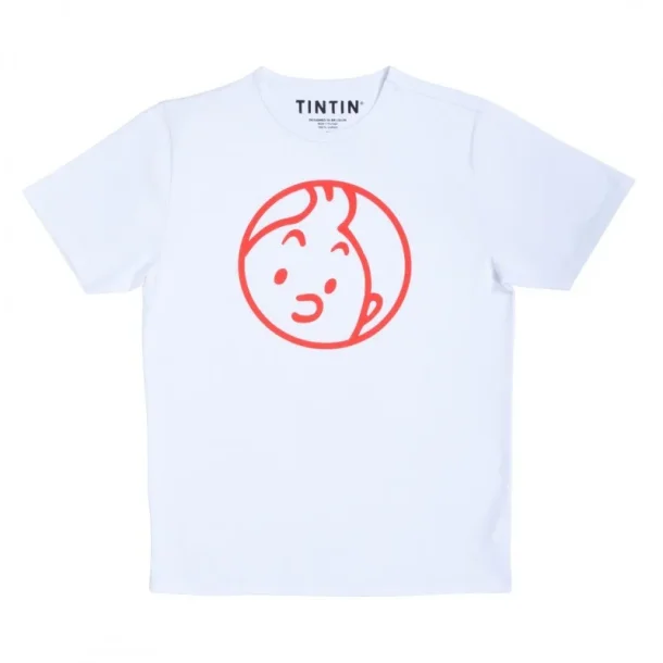 Tintin T-Shirt - Tintin Ansigt - Hvid/Rd