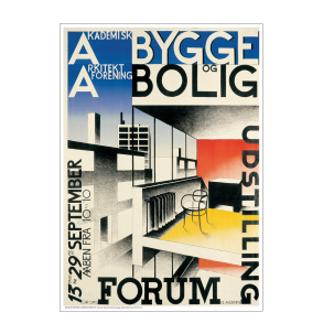 Retro Vintage Plakat - Akademisk Arkitektforening Bygge- Og Boligudstilling - Ib Andersen 1929