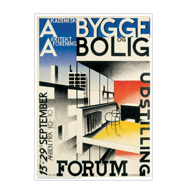 Retro Vintage Plakat - Akademisk Arkitektforening Bygge- Og Boligudstilling - Ib Andersen 1929