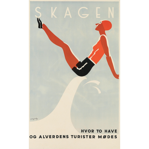 Retro Plakat - Skagen, Hvor To Have Og Alverdens Turister Mdes