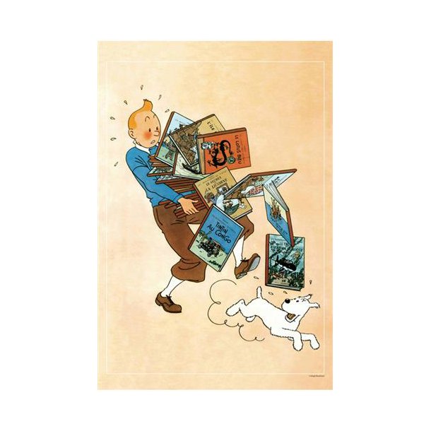 Tintin plakat - Tintin bærer albummene KØB HER!