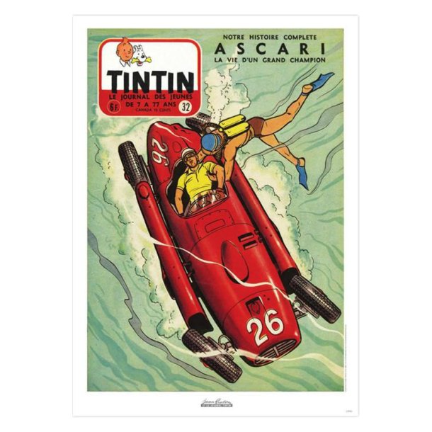 J. Graton &amp; Le Journal Tintin 1955 N32 Plakat - 50 x 70 cm