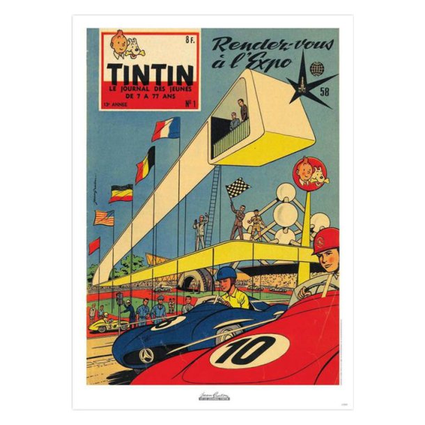 J. Graton &amp; Le Journal Tintin 1958 N01 Plakat - 50 x 70 cm