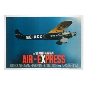 Retro Vintage Plakat - The Scandinavian Air-Express, Ib Andersen - 70x100 cm