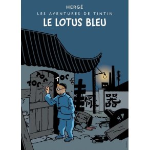Tintin Plakat - Den Bl� Lotus (Alternativ Version)