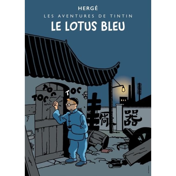 Tintin Plakat - Den Bl Lotus (Alternativ Version)