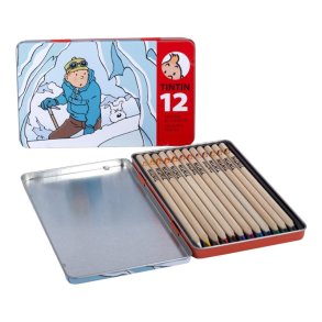 Tintin Farveblyanter - 12 Farver I Metal�ske - Tintin I Tibet