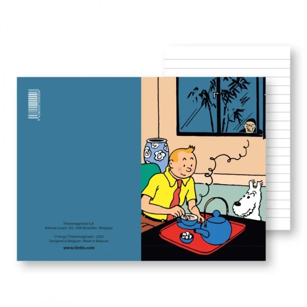 Tintin Notesbog - Tintin Drikker Te - Lille