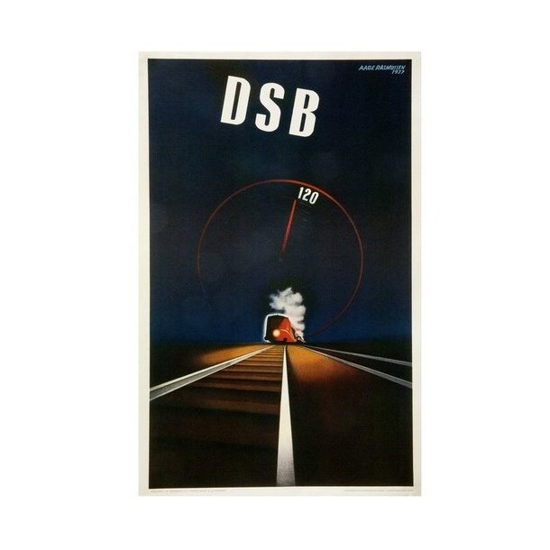 Retro Plakat - DSB 120 "Lyntogsplakaten" - 62x100cm