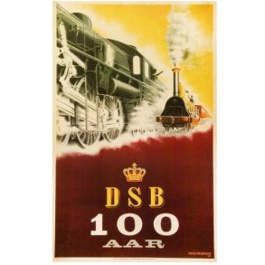 Retro Vintage Plakat - DSB 100 AAR, Aage Rasmussen - 62x100 cm