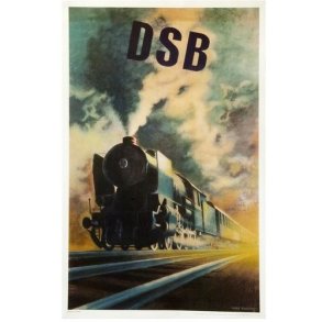 Retro Vintage Plakat - DSB Damplokomotiv, Aage Rasmussen - 62x100 cm