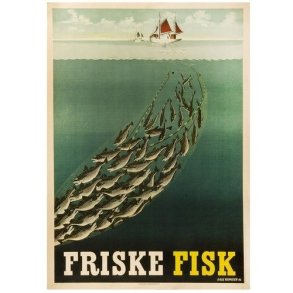 Retro Vintage Plakat - Friske Fisk, Aage Rasmussen - 70x100 cm