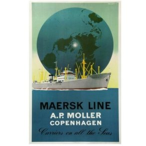 Retro Vintage Plakat - Mrsk Line, A. P. Mller Copenhagen, 62,5x100cm, Aage Rasmussen