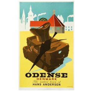 Retro Plakat - Odense Denmark - 61x100cm, Aage Rasmussen