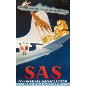 Retro Vintage Plakat - SAS, Aage Rasmussen - 62,5x100 cm