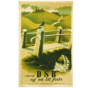 Retro Vintage Plakat - Med DSB Og S Til Fods, Aage Rasmussen - 61,5x100 cm