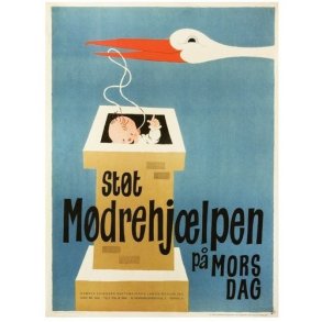 Retro Vintage Plakat - Stt Mdrehjlpen P Mors Dag, Arne Ungermann - 62x85 cm
