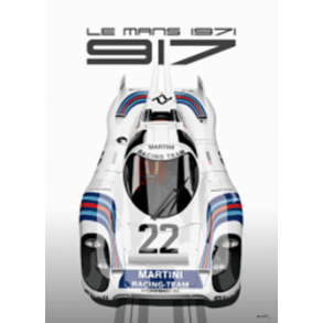 Porsche 917  Plakat - MARTINI - 50x70 cm -  Hvid