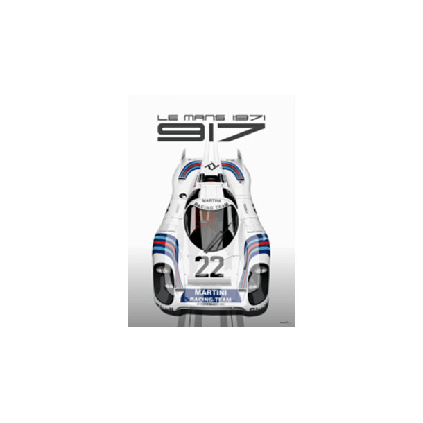 Porsche 917  Plakat - MARTINI - 50x70 cm -  Hvid