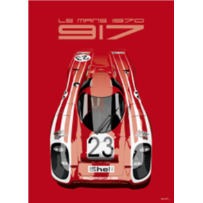 Porsche 917 Plakat - SHELL - 50x70 cm -  Rd
