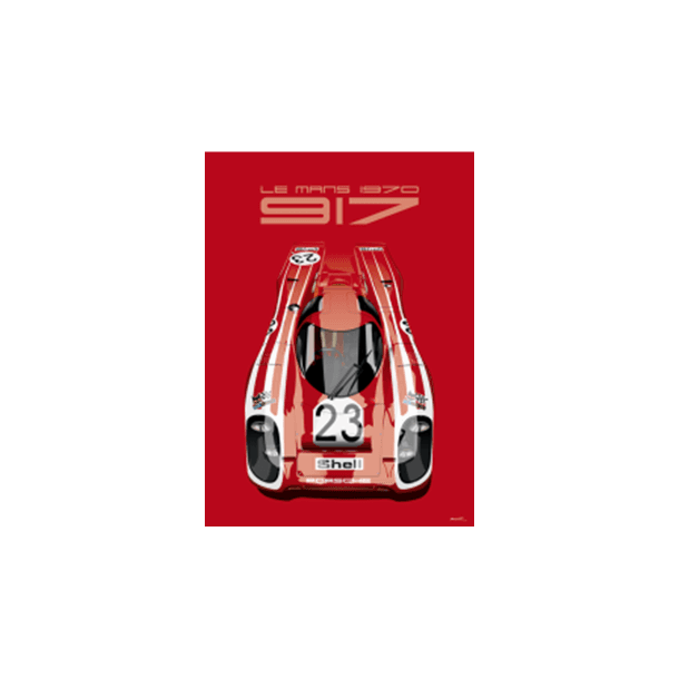 Porsche 917 Plakat - SHELL - 50x70 cm -  Rd