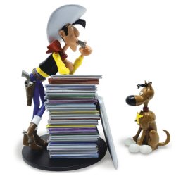 Lucky Luke Og Ratata Figur Med En Stor Stak Album - Resin Figur
