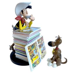 Lucky Luke Og Ratata Figur Med En Stor Stak Album - Resin Figur