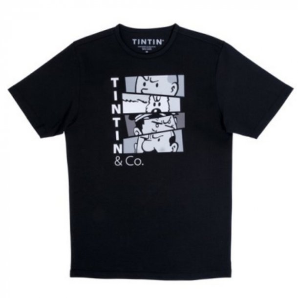 Tintin T-Shirt - Tintin &amp; Co - Sort Med Hvid Tryk