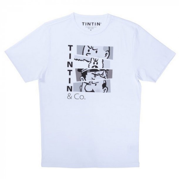 Tintin T-Shirt - Tintin &amp; Co - Hvid Med Sort Tryk