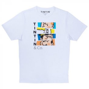 Tintin T-Shirt - Tintin & Co - Hvid Med Farvet Tryk