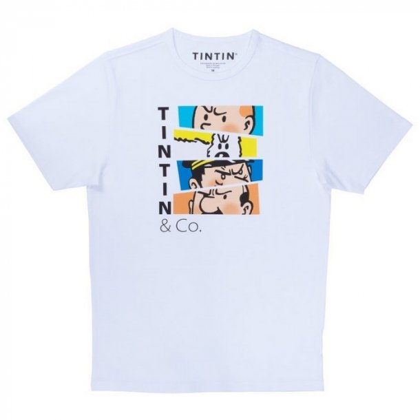 Tintin T-Shirt - Tintin &amp; Co - Hvid Med Farvet Tryk